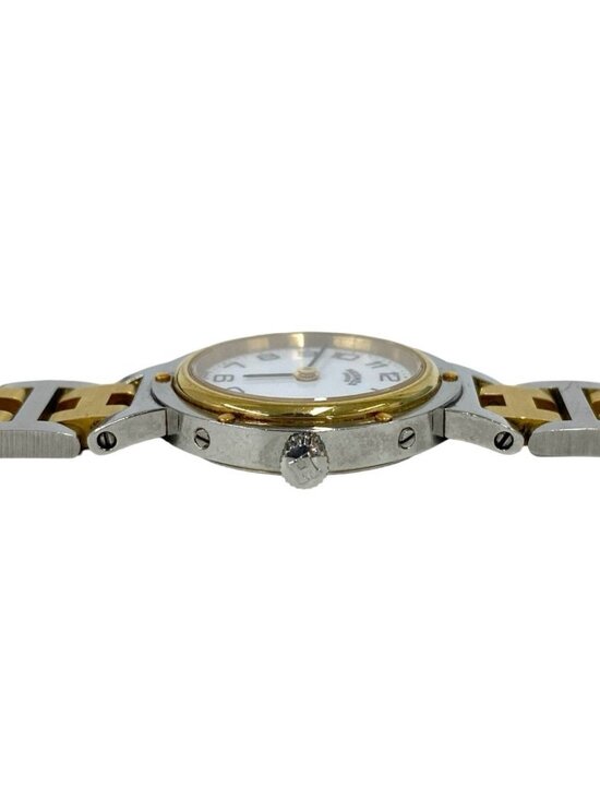 Hermes Vintage Clipper Stainless Steel Quartz Watch Wrist Silver Gold